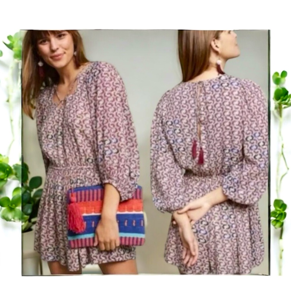 Anthropologie Holding Horses Floral Tie Boho Romper in size XS